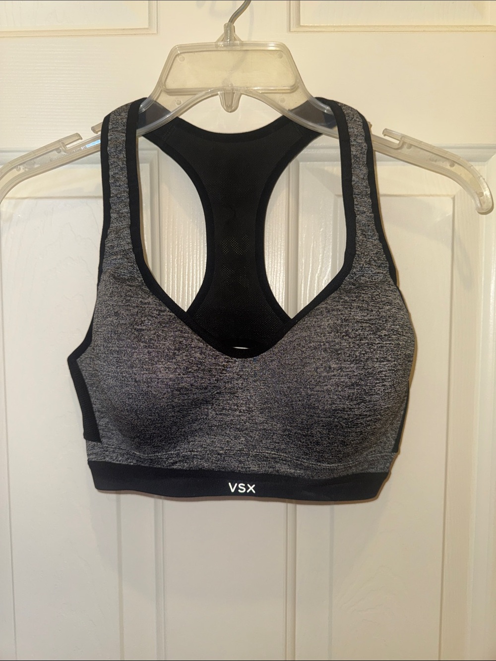 VSX Black & Heather Gray Racerback Sports Bra